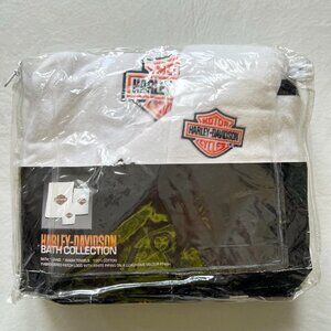 Harley Davidson bath collection towel set 3 pc white embroidered logo vintage
